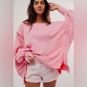 Free People Camden sweatshirt in pink sky color